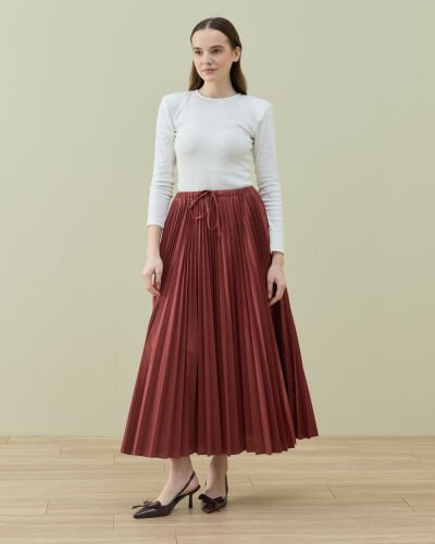 Crash Asimetrik Çok Pilisoley Etek Terra Cotta - Aybikestil (1)