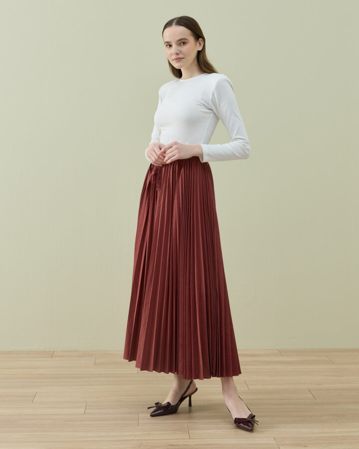 Crash Asimetrik Çok Pilisoley Etek Terra Cotta - Aybikestil (1)