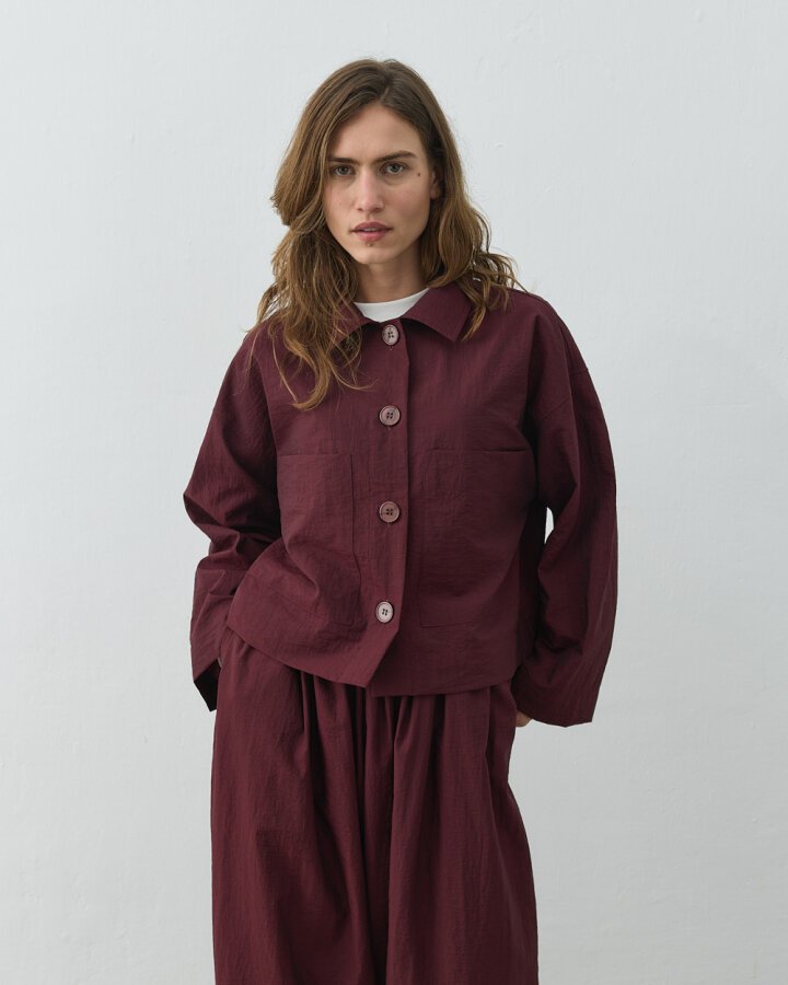 Crash Cepli Kısa Gömlek Bordo