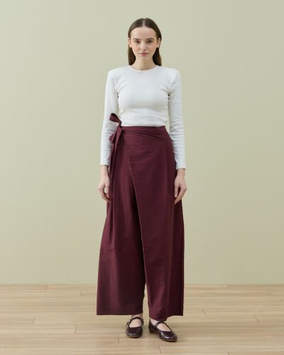 Crash Kapaklı Pantolon Etek Bordo 