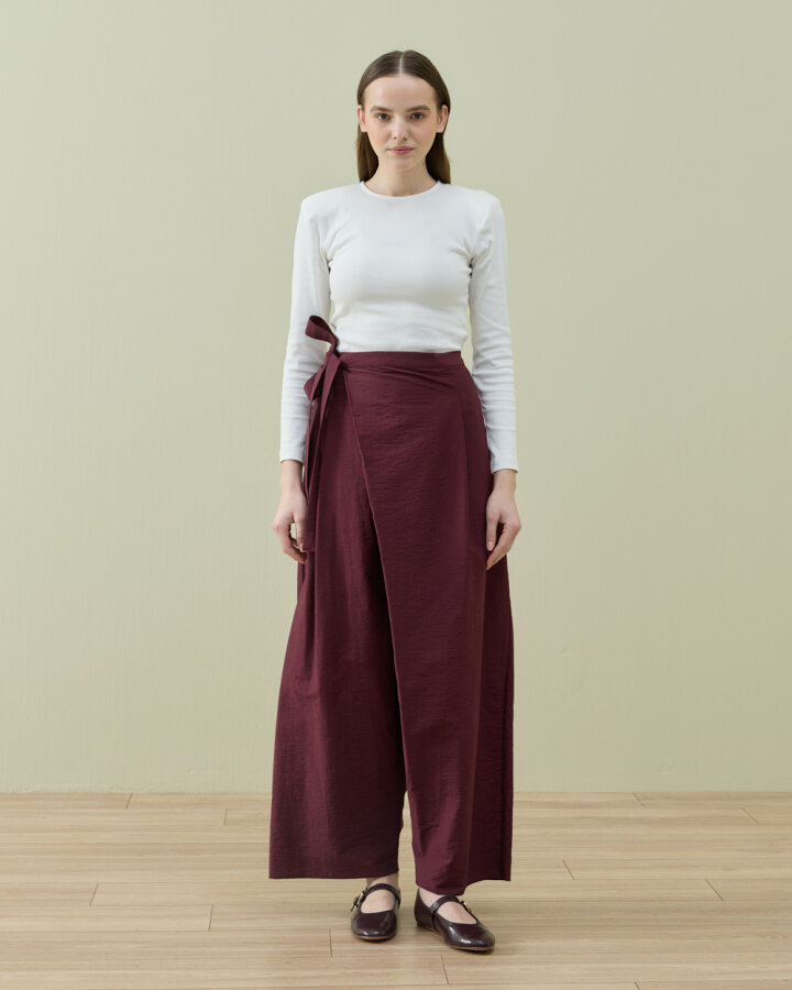 Crash Kapaklı Pantolon Etek Bordo - Aybikestil