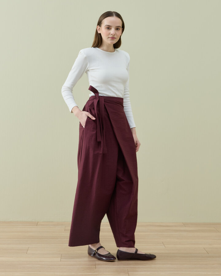 Crash Kapaklı Pantolon Etek Bordo - Aybikestil (1)