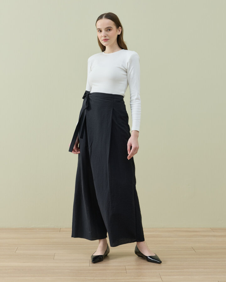 Crash Kapaklı Pantolon Etek Siyah - Aybikestil (1)