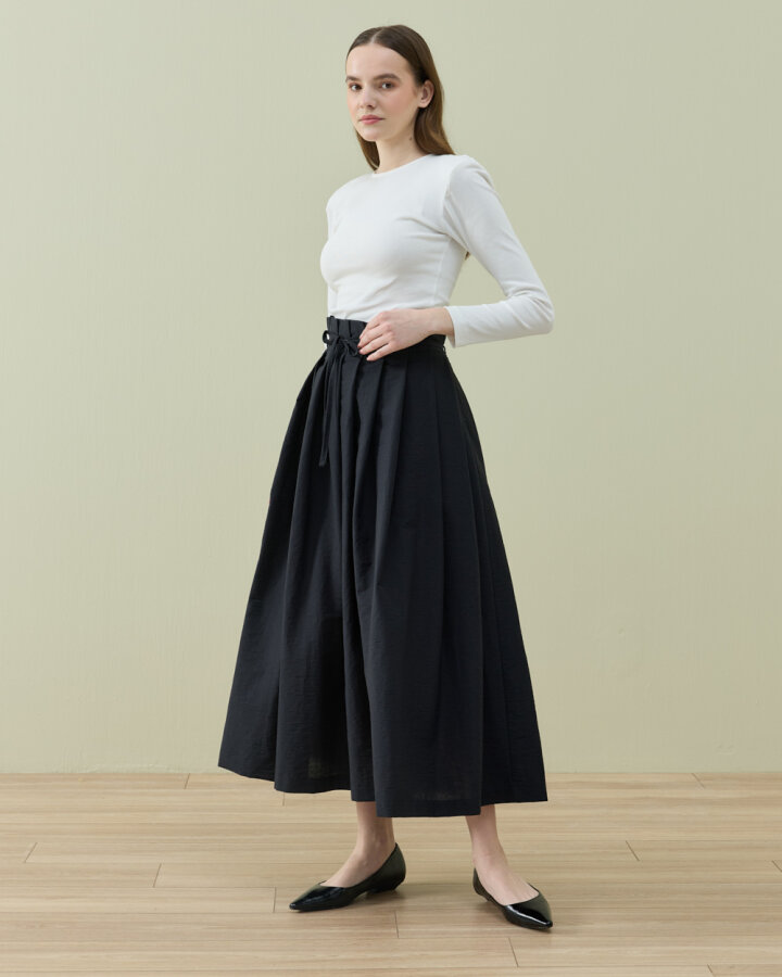 Crash Üstten Pileli Etek Siyah - Aybikestil (1)