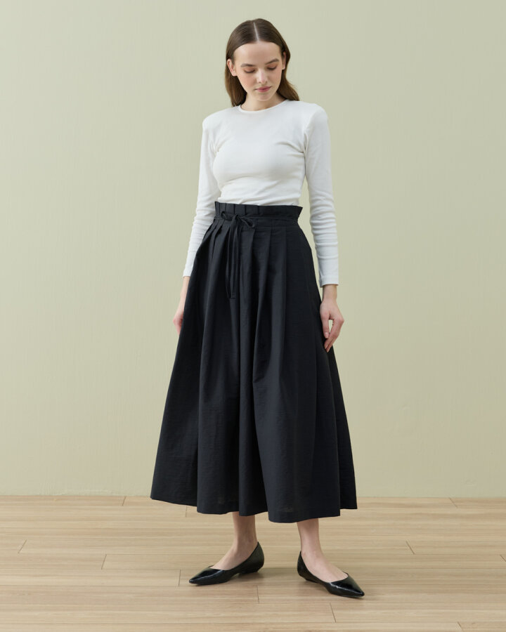 Crash Üstten Pileli Etek Siyah - Aybikestil (1)