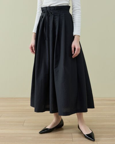 Crash Üstten Pileli Etek Siyah 