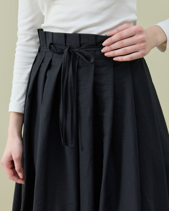 Crash Üstten Pileli Etek Siyah - Aybikestil (1)