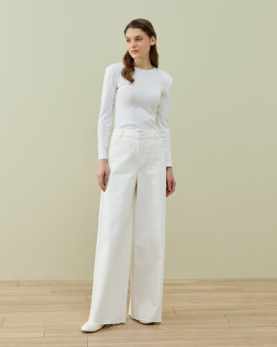 Denim Baggy Fit Pantolon Ekru - Aybikestil (1)