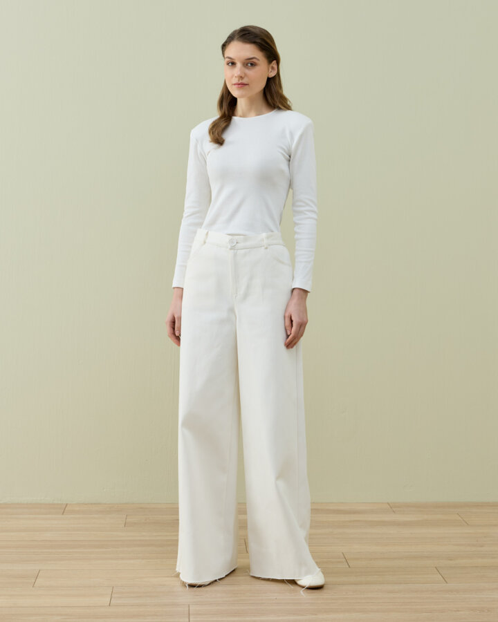 Denim Baggy Fit Pantolon Ekru - Aybikestil (1)