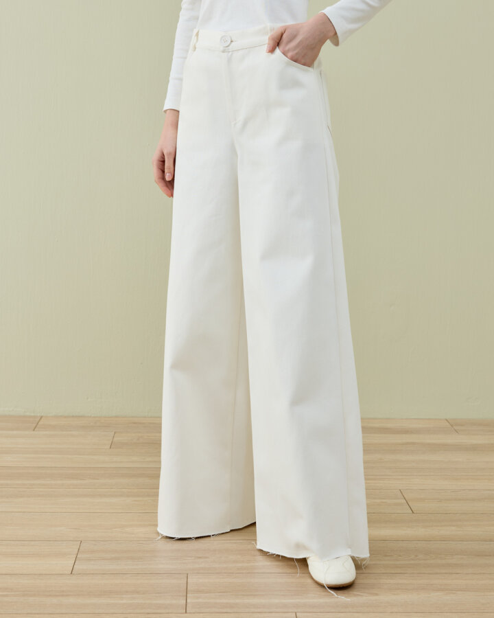 Denim Baggy Fit Pantolon Ekru