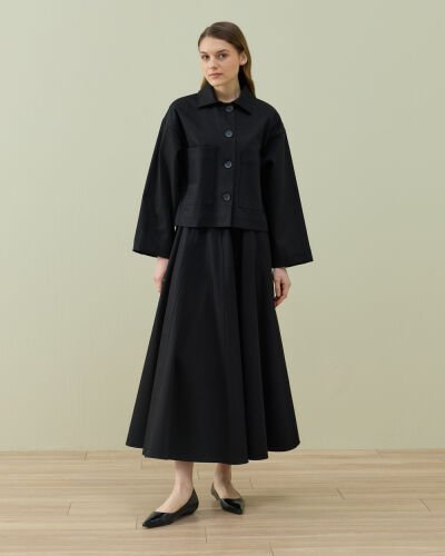 Denim Cepli Kısa Ceket Siyah - Aybikestil (1)