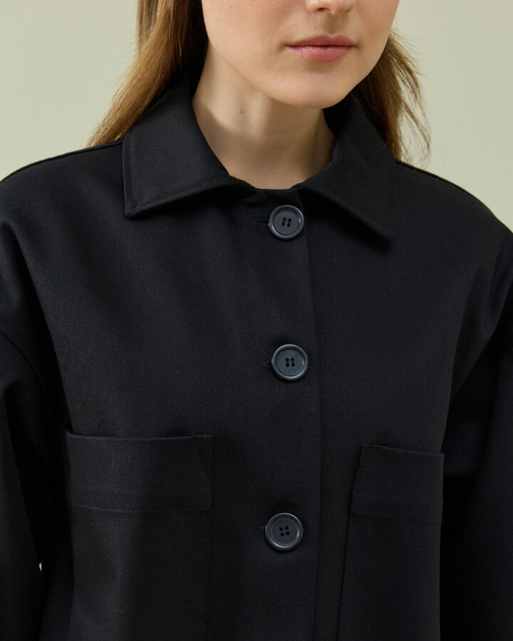 Denim Cepli Kısa Ceket Siyah - Aybikestil (1)