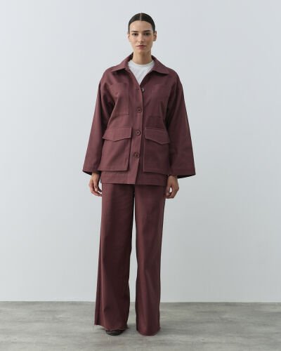 Denim Çok Cepli Düğmeli Ceket Sumak - Aybikestil (1)