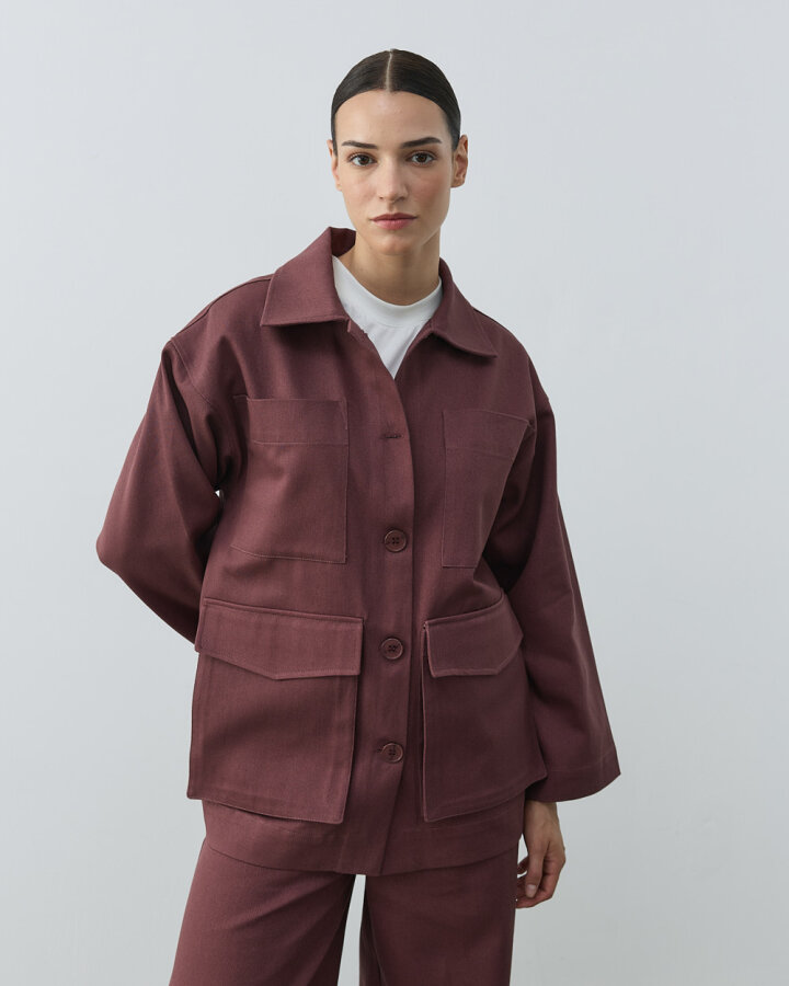 Denim Çok Cepli Düğmeli Ceket Sumak - Aybikestil (1)