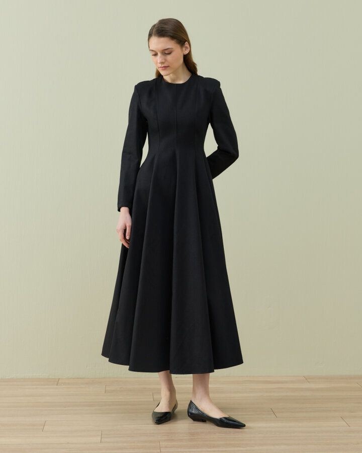 Denim Kuplu Uzun Elbise Siyah - Aybikestil (1)