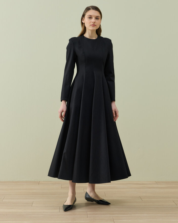 Denim Kuplu Uzun Elbise Siyah - Aybikestil