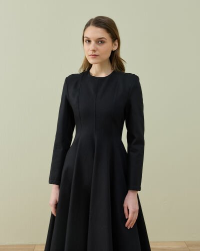 Denim Kuplu Uzun Elbise Siyah - Aybikestil (1)