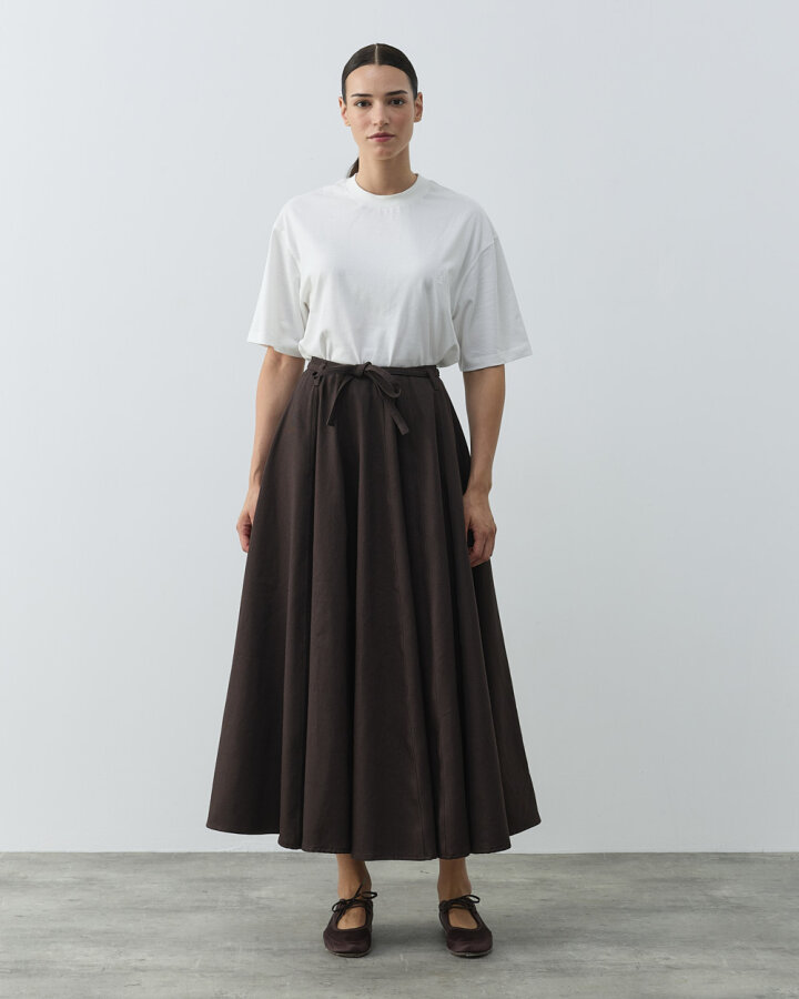 Denim Parçalı Volum Etek Kahve - Aybikestil (1)