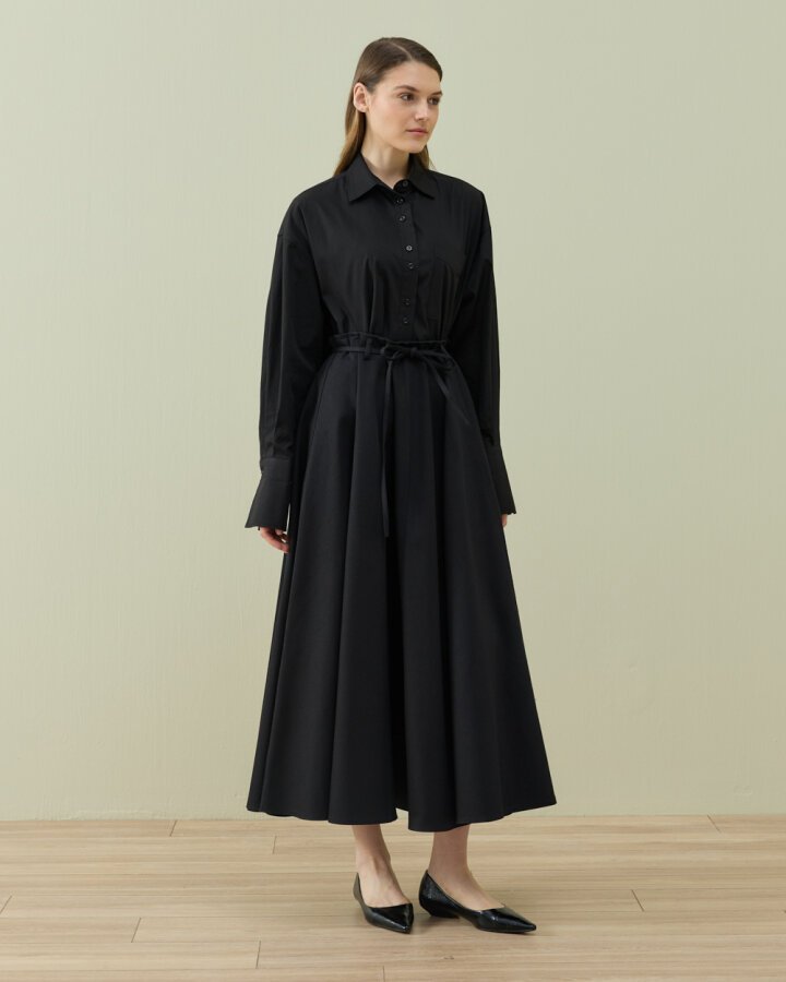 Denim Parçalı Volum Etek Siyah - Aybikestil (1)