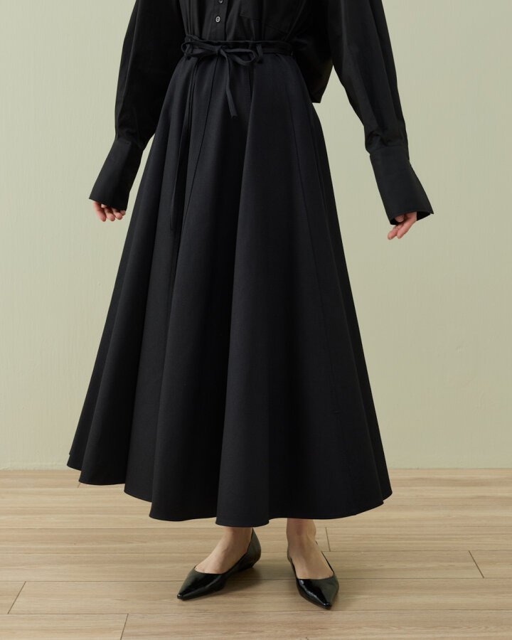 Denim Parçalı Volum Etek Siyah - Aybikestil