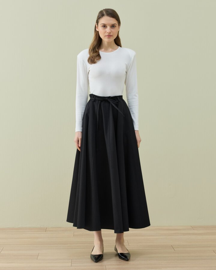 Denim Parçalı Volum Etek Siyah - Aybikestil (1)