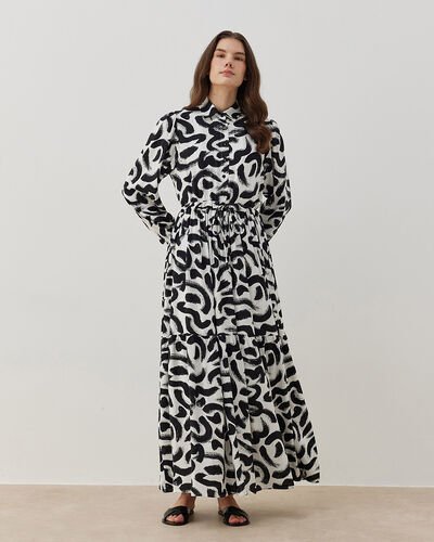 Desenli Viskon Cici Elbise Brush 