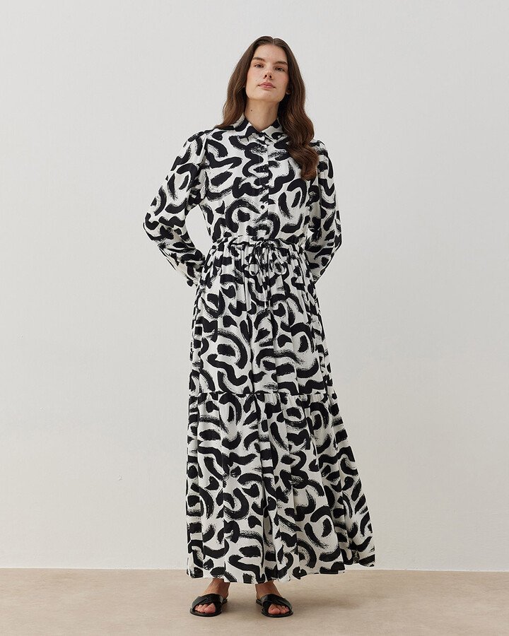 Desenli Viskon Cici Elbise Brush - Aybikestil