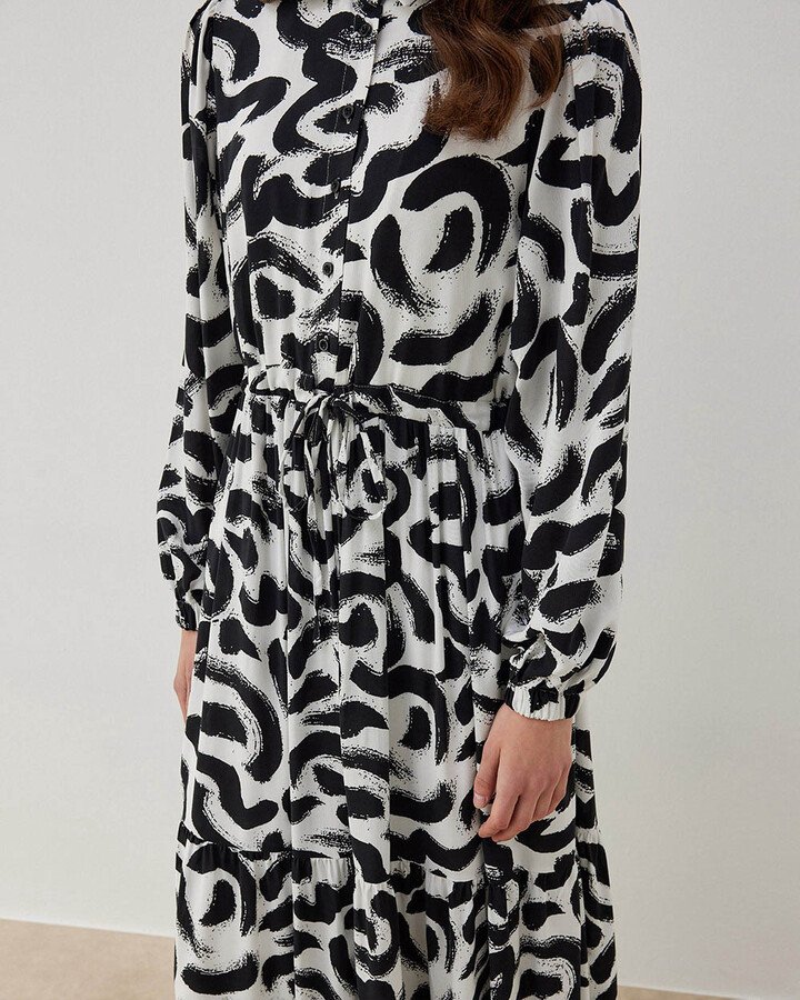 Desenli Viskon Cici Elbise Brush - Aybikestil (1)