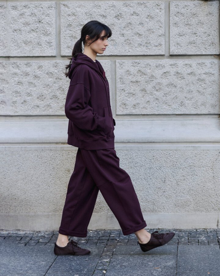 Edition Diagonal Üç İplik Balon Fit Kesikli Eşofman Altı Mürdüm - Aybikestil (1)