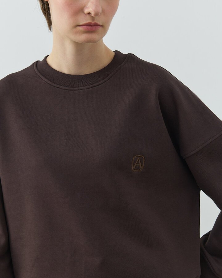 Edition Diagonal Üç İplik Crop Sweat Acı Kahve - Aybikestil (1)