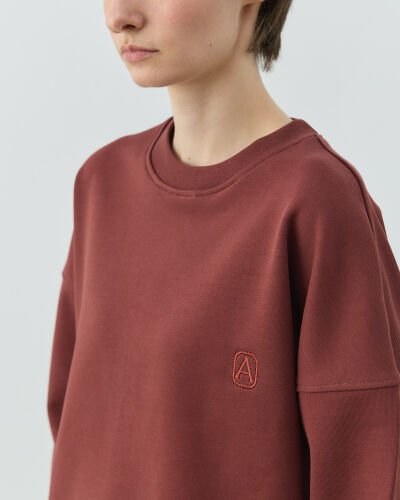 Edition Diagonal Üç İplik Crop Sweat Terra Cotta - Aybikestil (1)