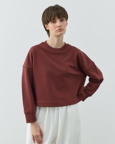 Edition Diagonal Üç İplik Crop Sweat Terra Cotta 