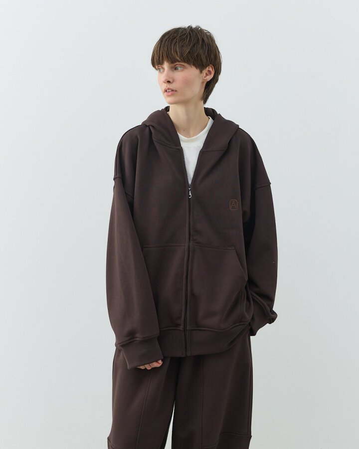 Edition Diagonal Üç İplik Fermuarlı Kapüşonlu Sweatshirt Acı Kahve - Aybikestil (1)