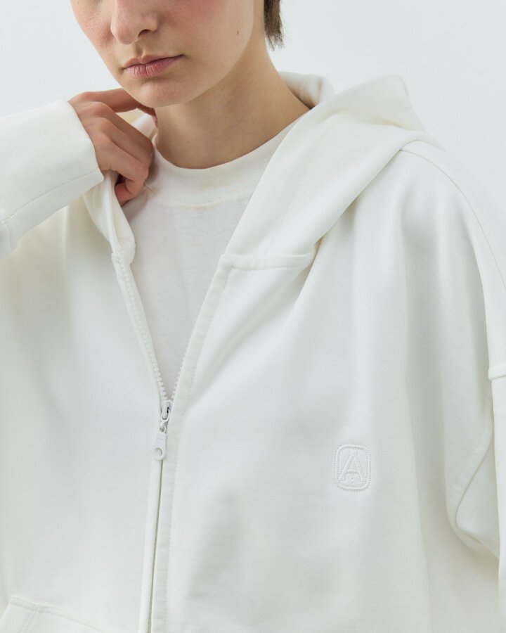 Edition Diagonal Üç İplik Fermuarlı Kapüşonlu Sweatshirt Ekru - Aybikestil (1)