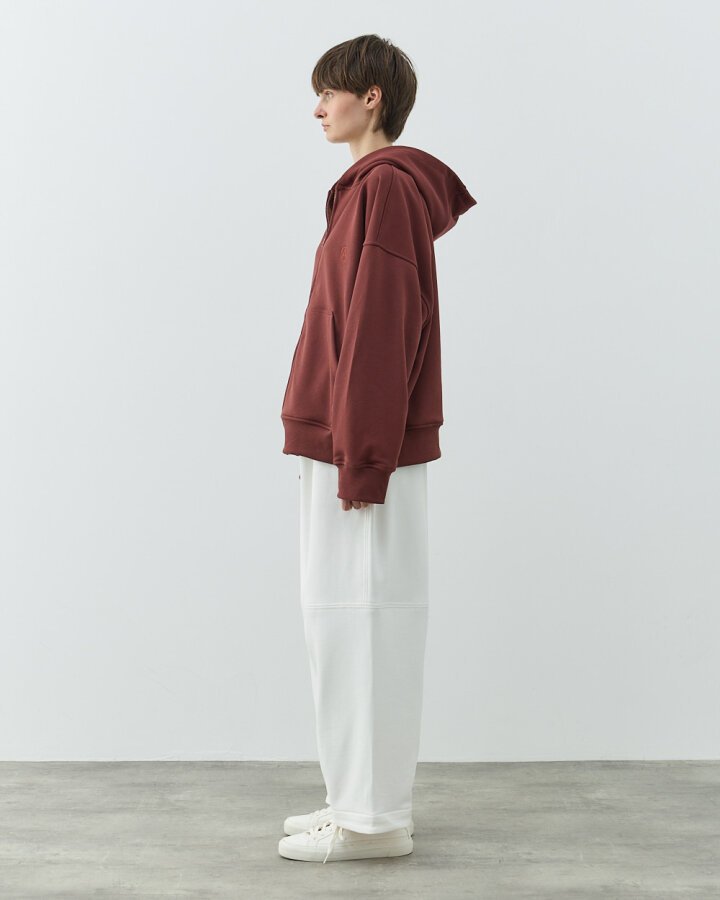 Edition Diagonal Üç İplik Fermuarlı Kapüşonlu Sweatshirt Terra Cotta - Aybikestil (1)