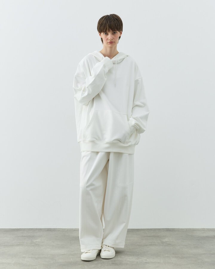 Edition Diagonal Üç İplik Kapüşonlu Hoodie Sweatshirt Ekru - Aybikestil (1)