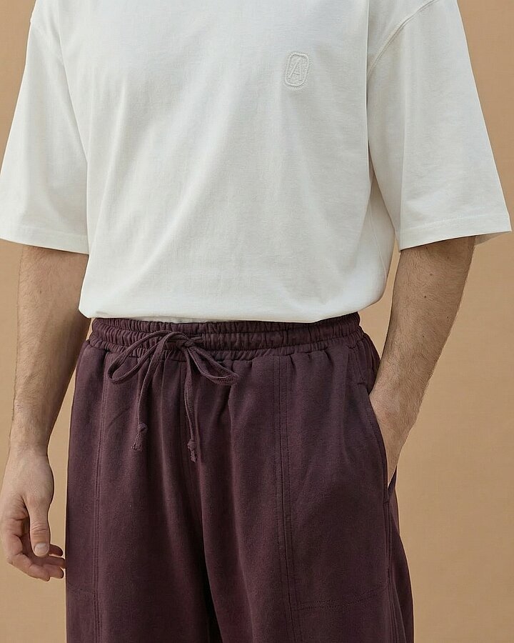 Erkek Cotton İki İplik Bol Balon Fit Kesikli Eşofman Altı Mürdüm - Aybikestil (1)