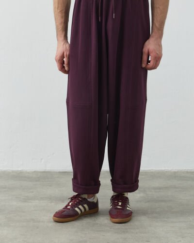 Erkek Edition Diagonal Üç İplik Balon Fit Kesikli Eşofman Altı Mürdüm 