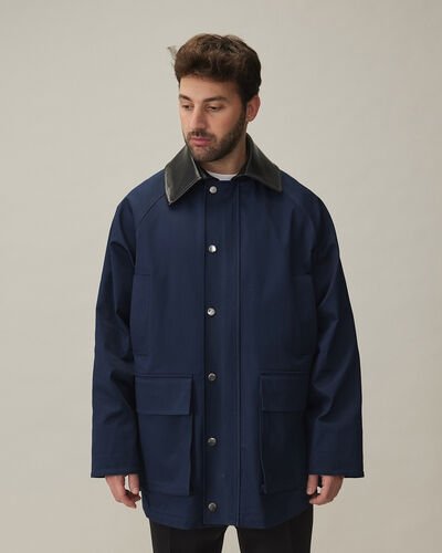 Erkek Oversize Salaş Cepli Parka Lacivert 