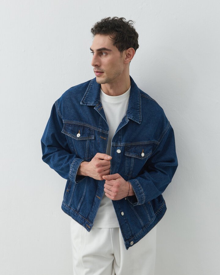 Erkek Oversize Unisex Jean Ceket Mavi - Aybikestil (1)