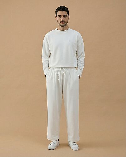 Erkek Premium Doubleface Carrot Fit Pantolon Ekru 