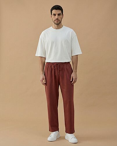 Erkek Premium Doubleface Carrot Fit Pantolon Terra Cotta 