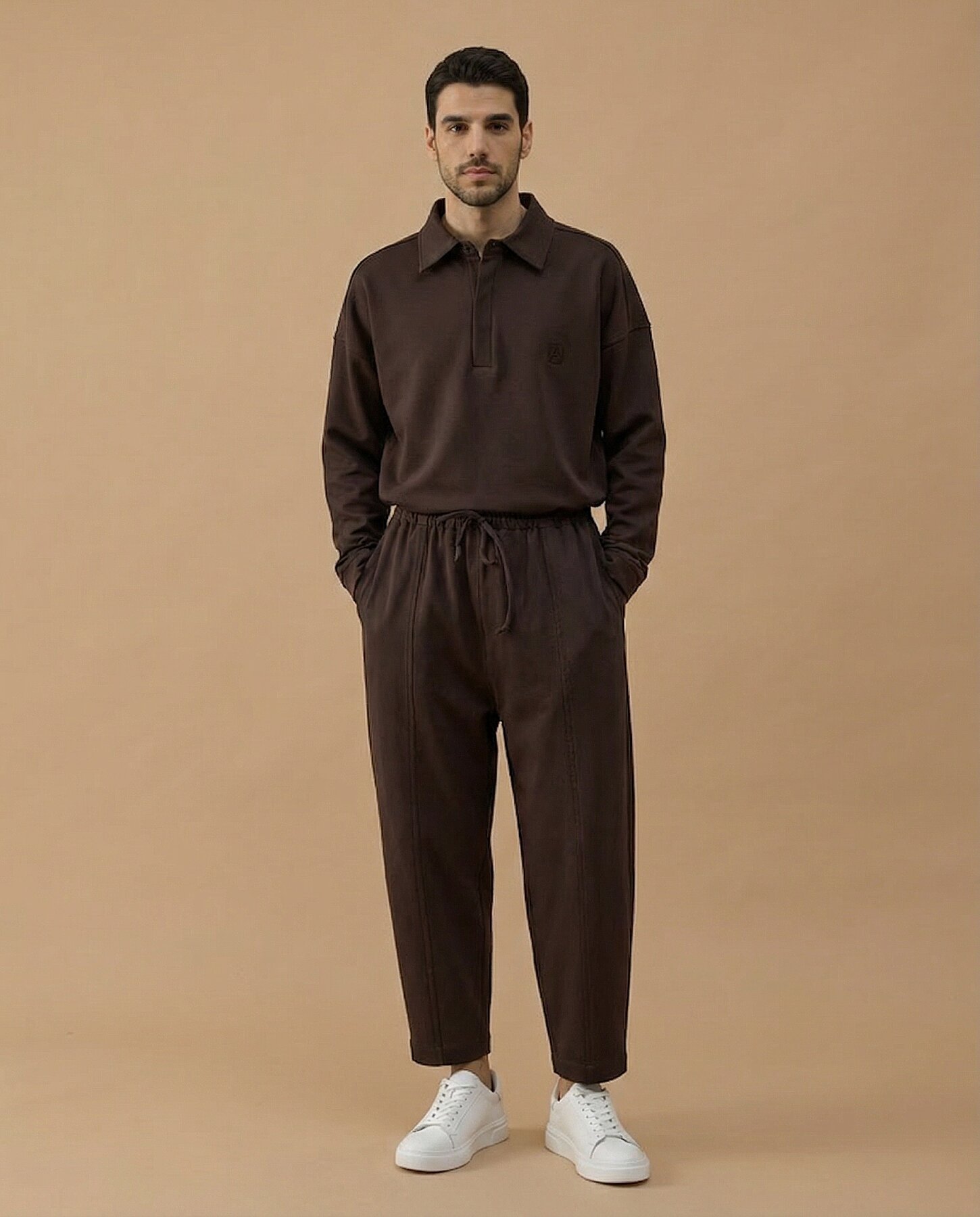 Erkek Premium Doubleface Loose Fit Önü Dikişli Pantolon Kahve - Aybikestil