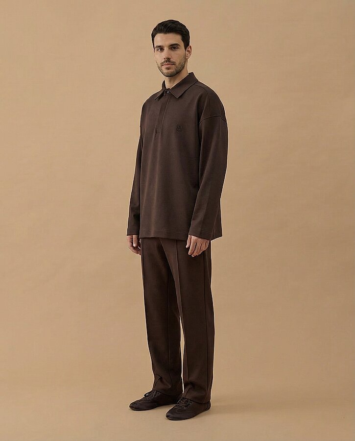 Erkek Premium Doubleface Polo Yaka Sweat Kahve - Aybikestil (1)