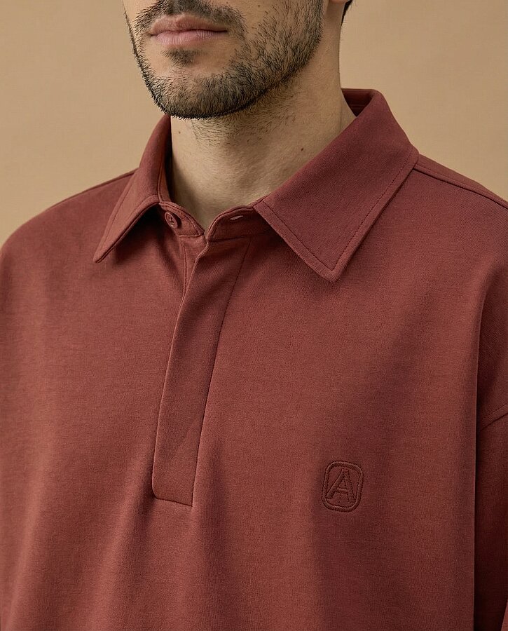 Erkek Premium Doubleface Polo Yaka Sweat Terra Cotta - Aybikestil (1)