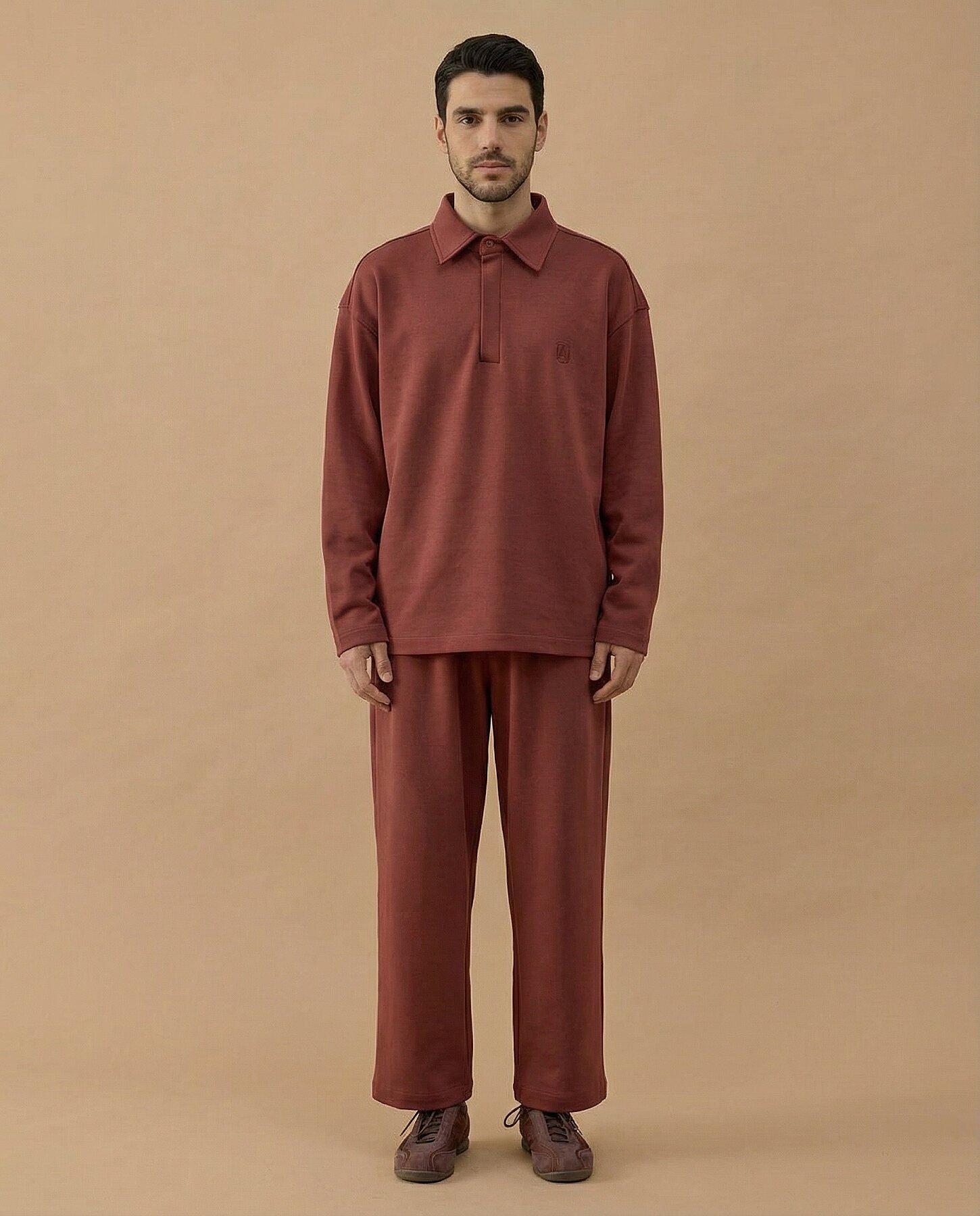 Erkek Premium Doubleface Polo Yaka Sweat Terra Cotta - Aybikestil