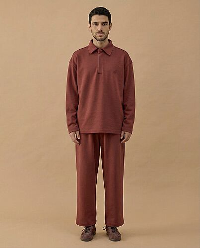 Erkek Premium Doubleface Polo Yaka Sweat Terra Cotta 