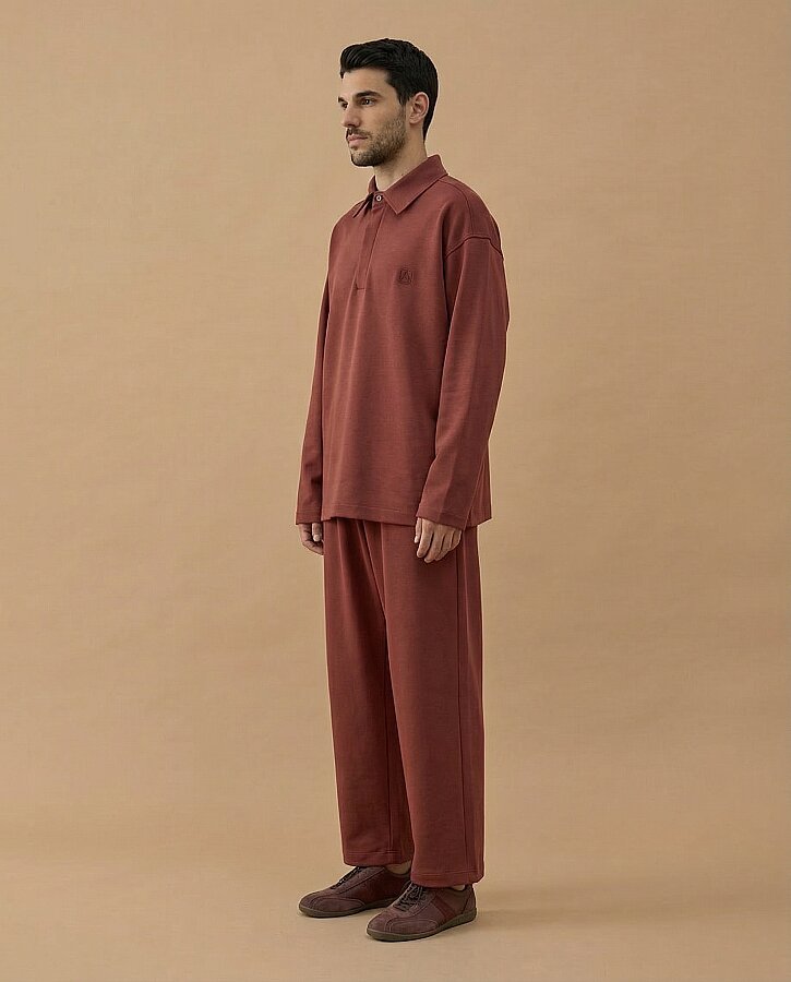 Erkek Premium Doubleface Polo Yaka Sweat Terra Cotta - Aybikestil (1)