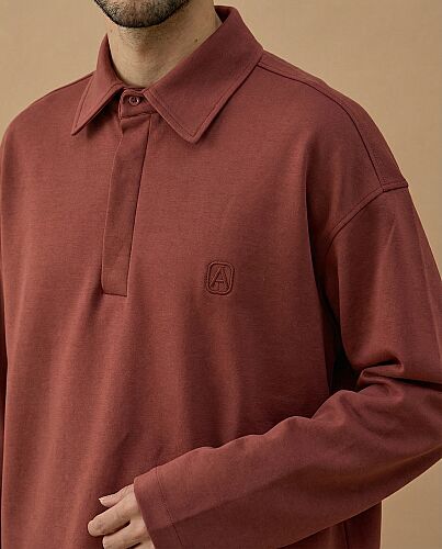 Erkek Premium Doubleface Polo Yaka Sweat Terra Cotta - Aybikestil (1)