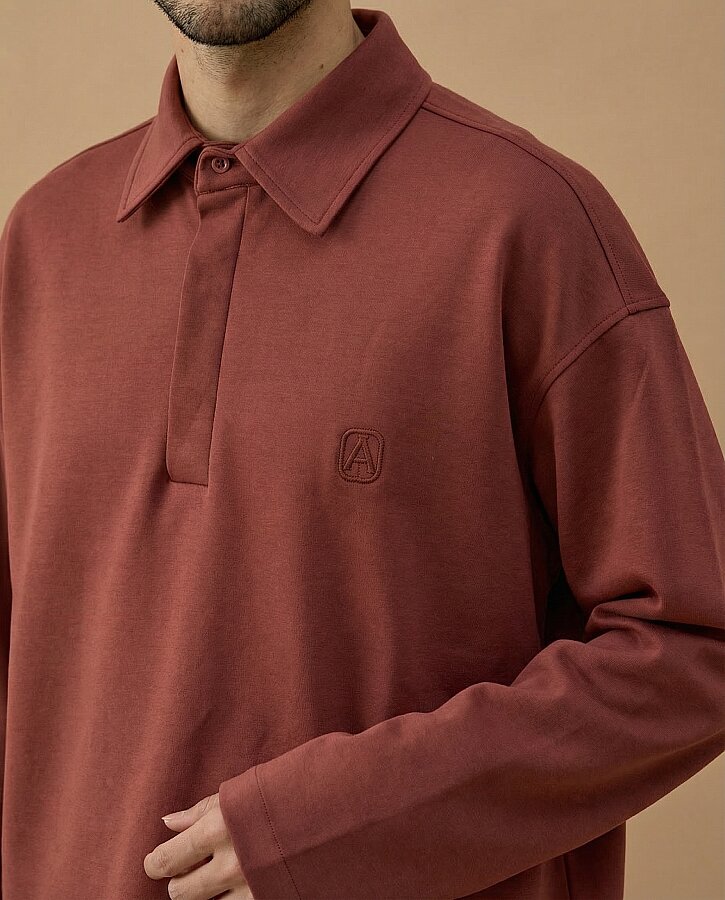 Erkek Premium Doubleface Polo Yaka Sweat Terra Cotta - Aybikestil (1)